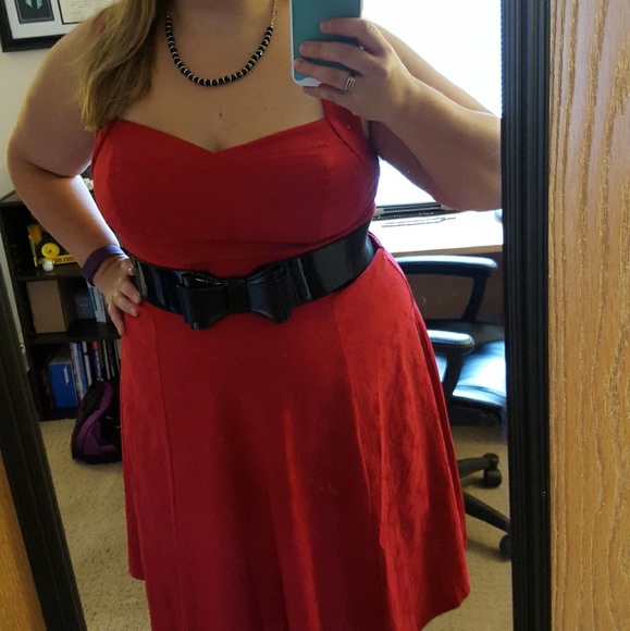 Torrid Red Stretchy Lace Patterned Swing Dress - Picture 4 of 4